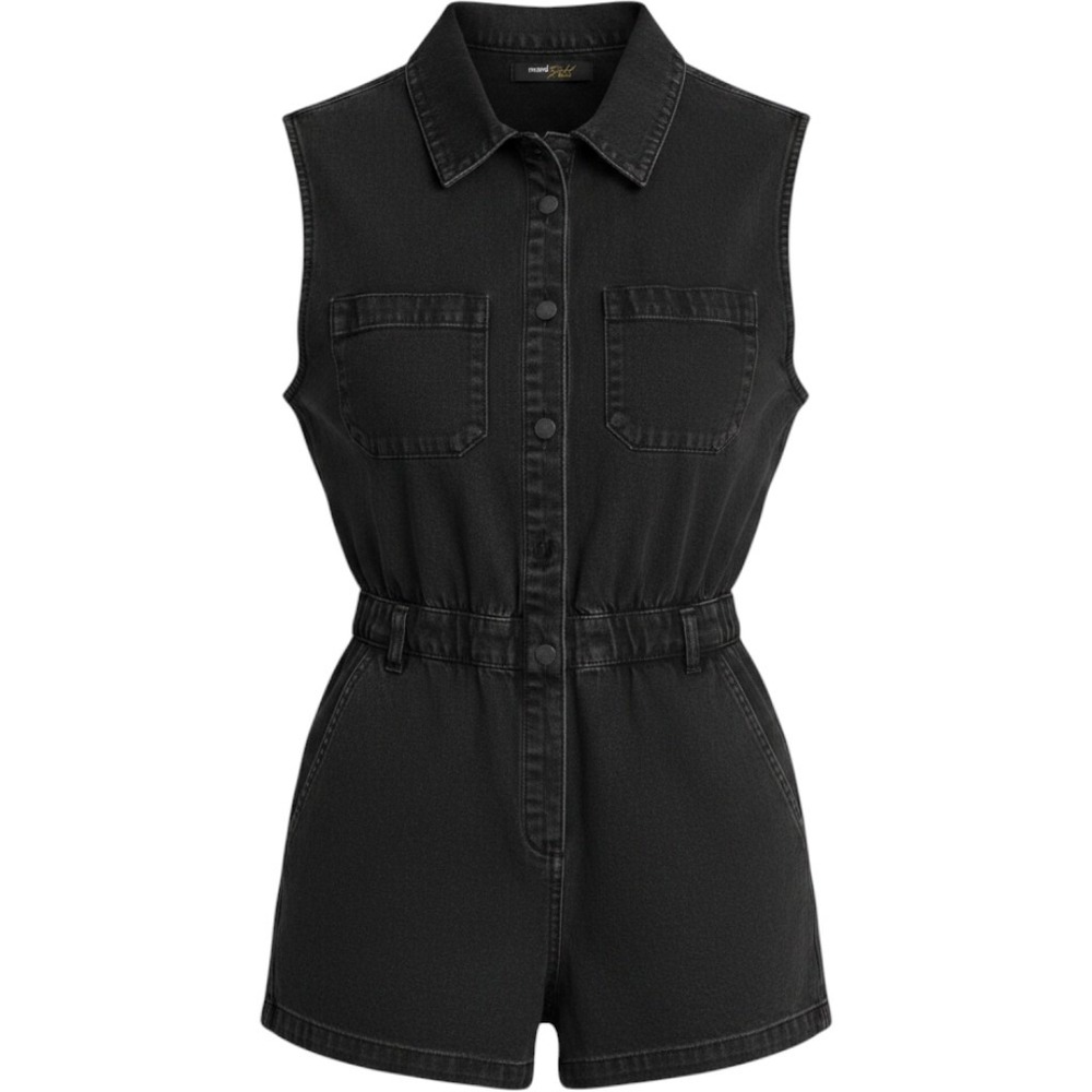 Mavi Gold Denim Romper Womens Small Utility Button Front Shortall Gorpcore